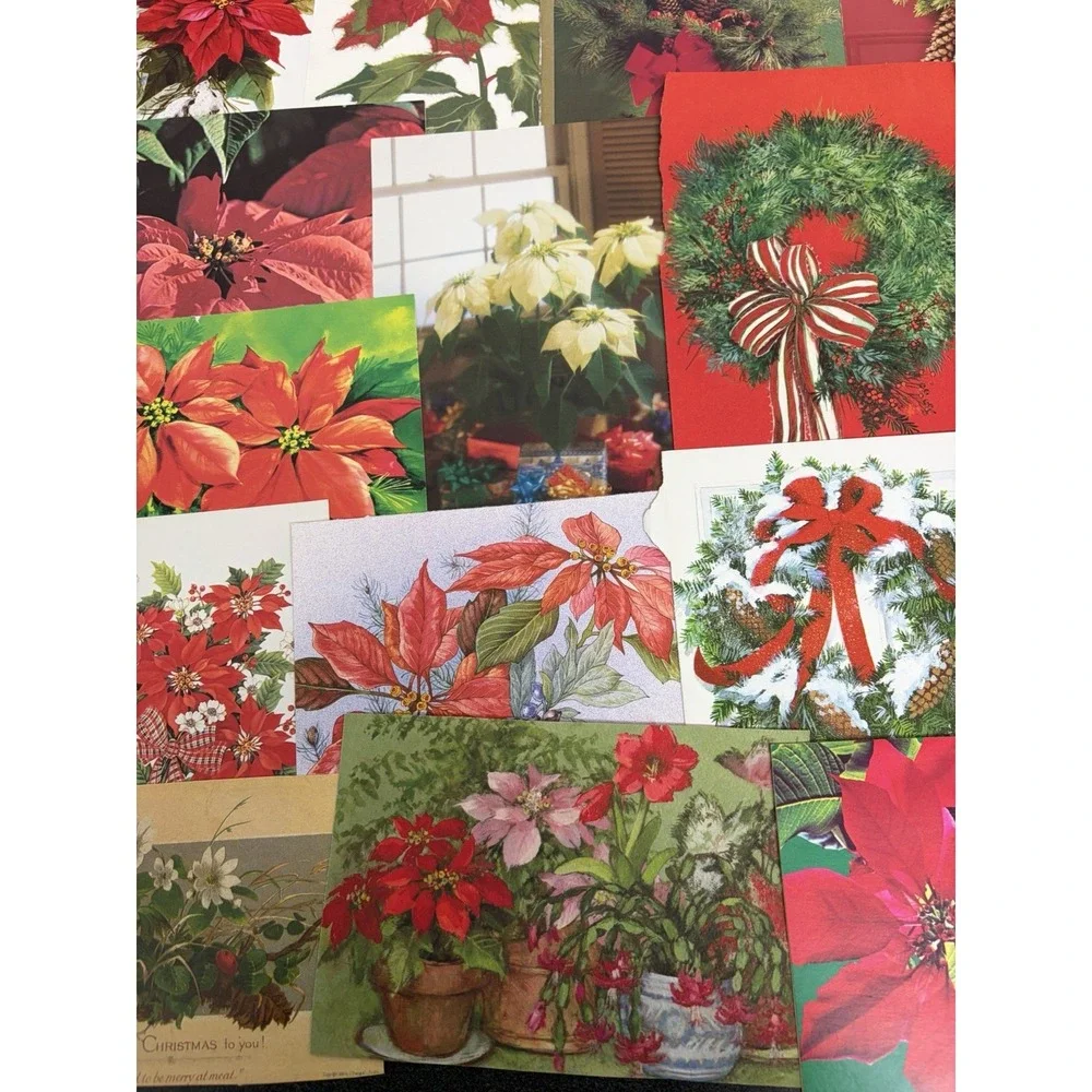 Vintage Christmas Cards Fronts ONLY Greenery Trees Wreaths Scrapbook Crafts 50+